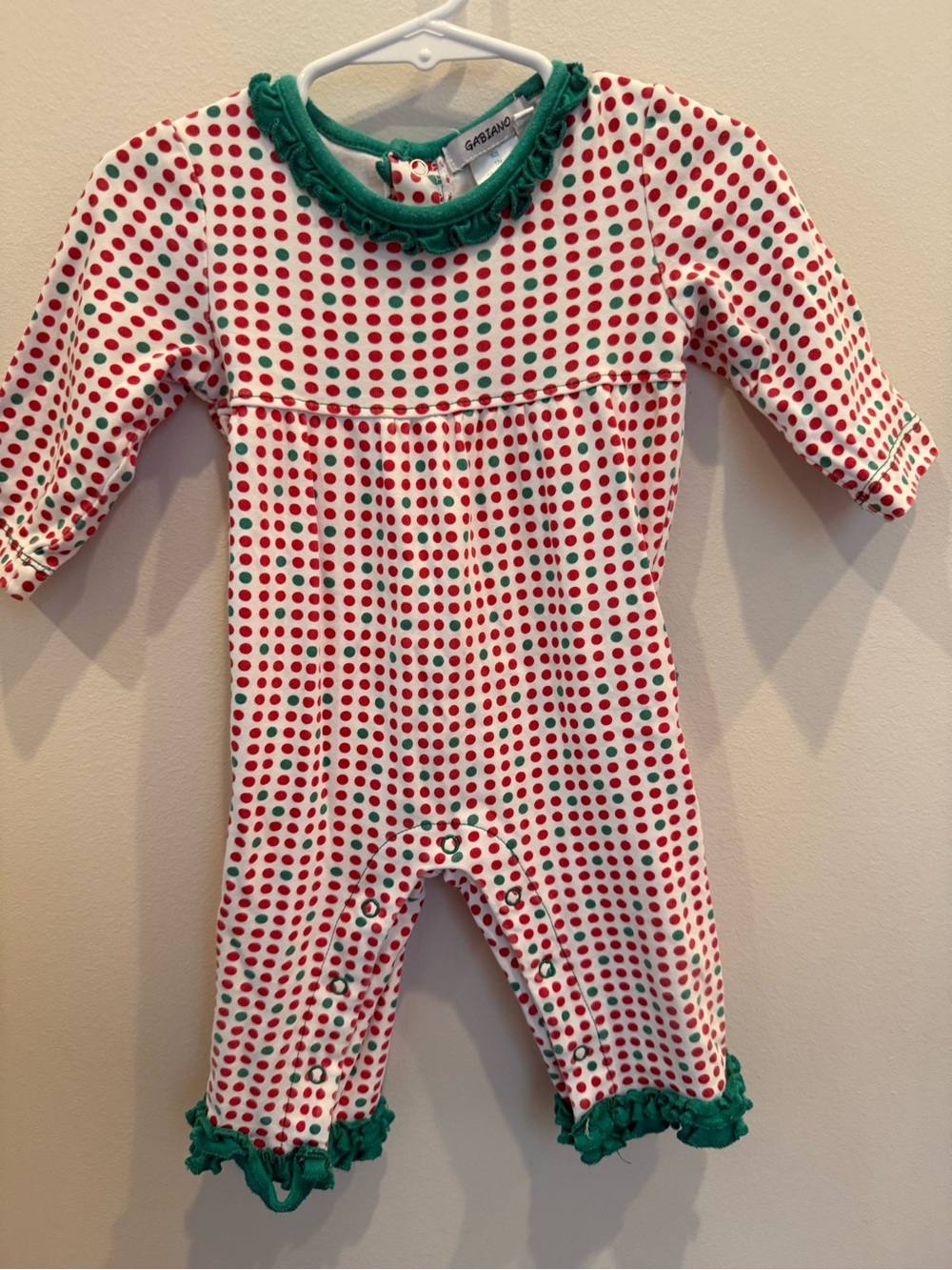 Gabiano 12M Christmas Polka Dot Ruffle One Piece Romper